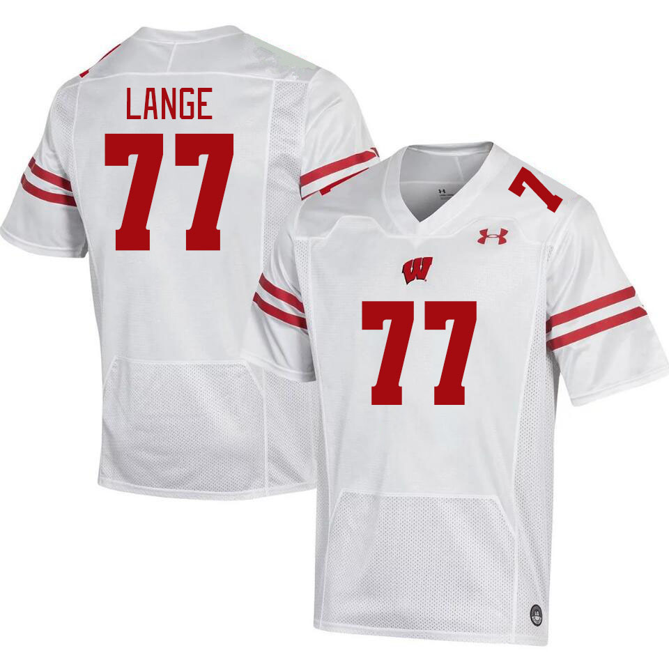 Men #77 Peyton Lange Wisconsin Badgers College Football Jerseys Stitched Sale-White